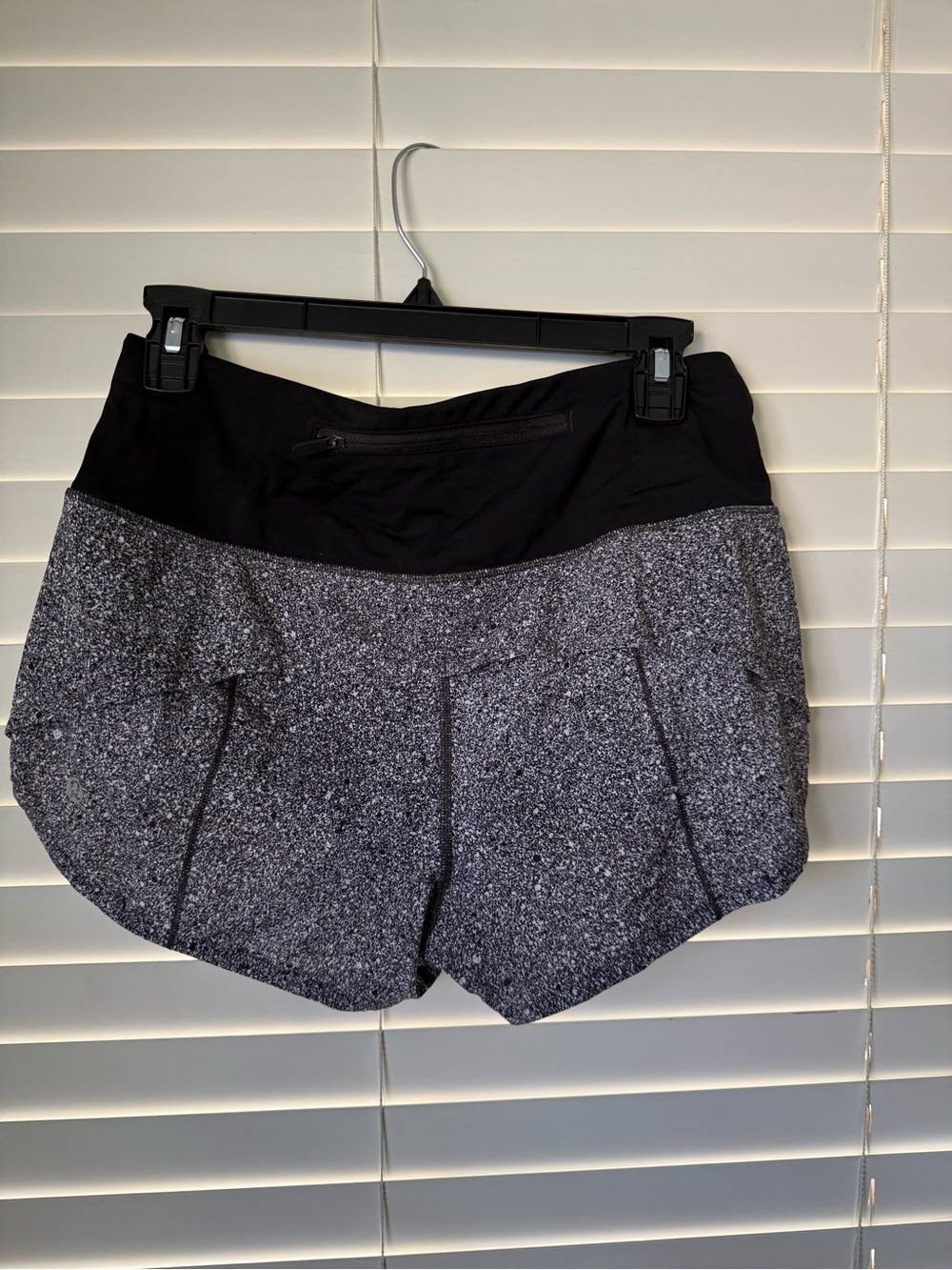 lululemon athletica Black Waistband Gray Speckle Athletic Shorts
